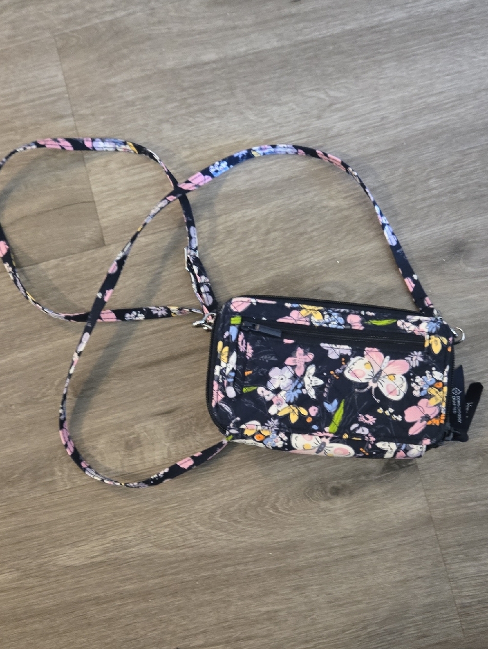 Vera Bradley Floral Crossbody Bag - Navy Pink